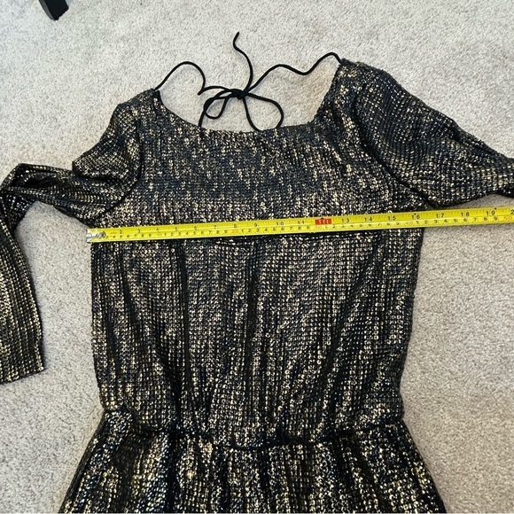 ZARA evening collection gold black metallic sequin long sleeve romper Sz XS - Picture 12 of 15